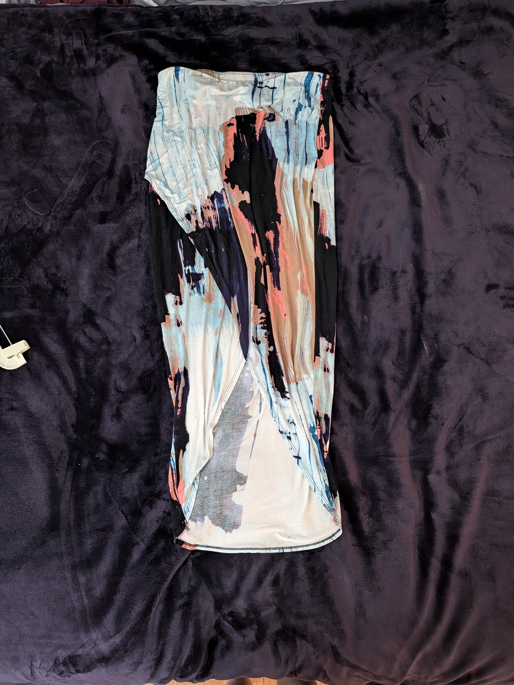 Abstract Print Midi Skirt in Black, Cream & Pink
